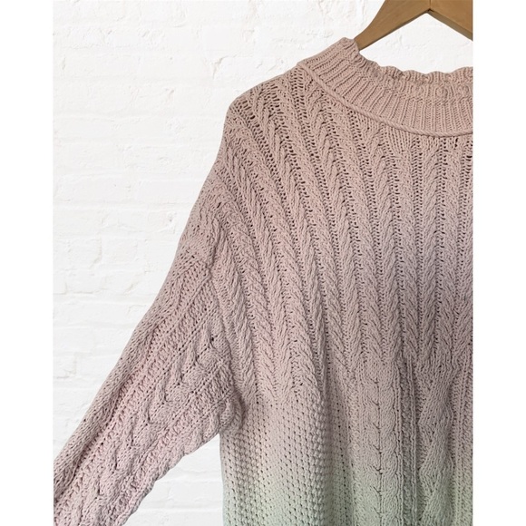 Nwt Anthropologie Marci Dip Dye Cable Knit Ombre Soft Girl Sweater - Picture 7 of 11
